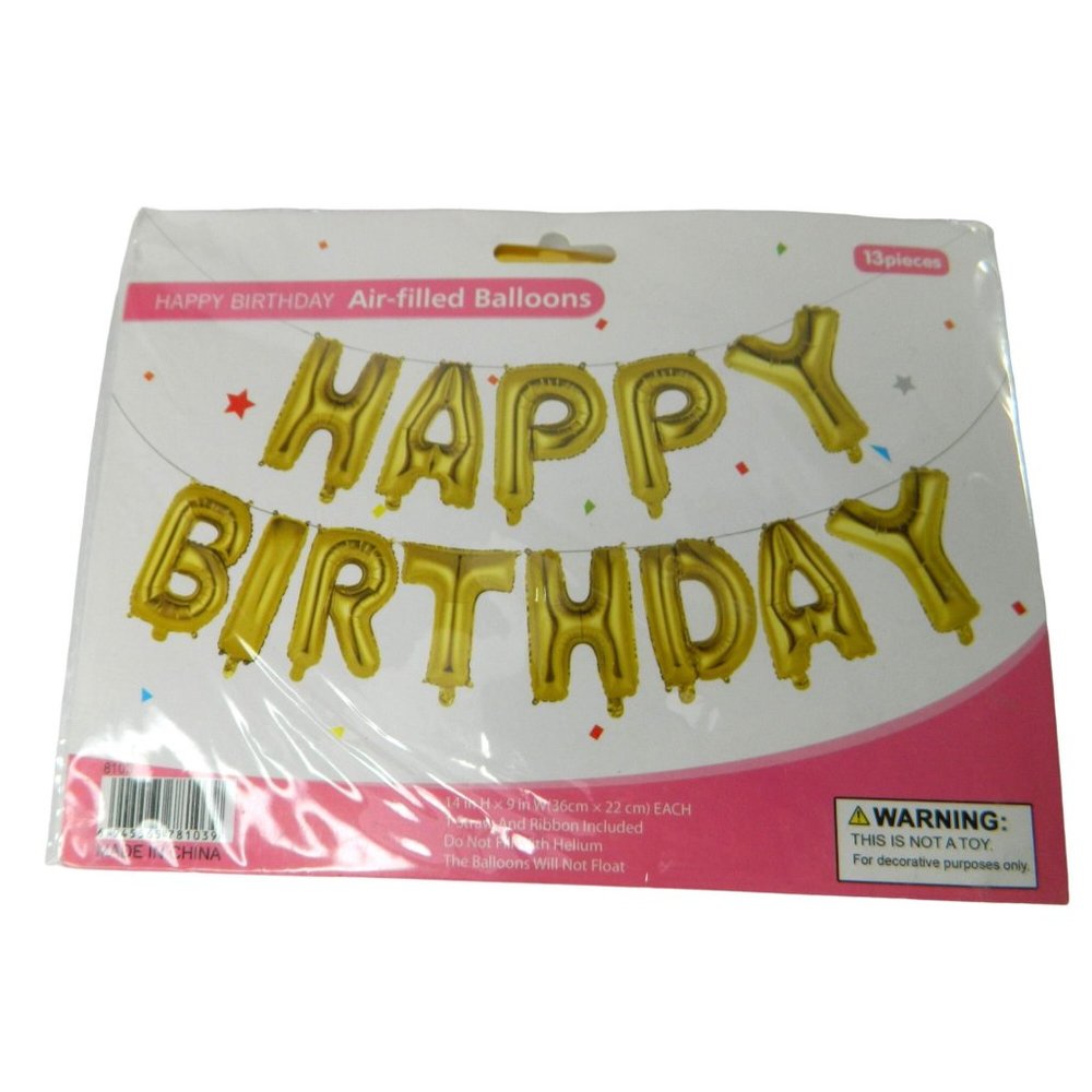 Happy Birthday Balloons Air Filled No Helium Needed Wall Or Hang 13 Balloons
